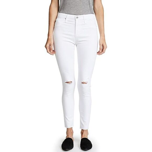 AG Adriano Goldschmied White The Farrah Skinny Ankle Jeans - Picture 1 of 8